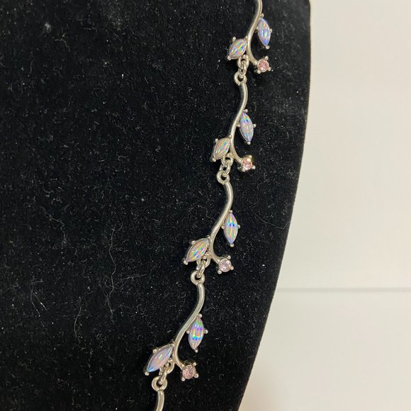 Iridescent Crystal Floral Statement Necklace - Picture 8 of 14